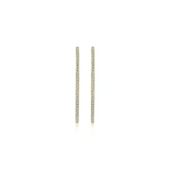 Gabriel & Co. 14K Yellow Gold French Pave 40mm Round Inside Out Diamond Hoop Earrings