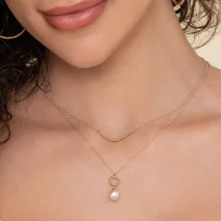 Best Gabriel & Co. 14K Yellow Gold Fresh Water Pearl Bujukan Drop Necklace