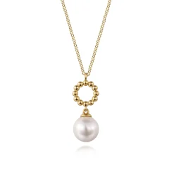 Best Gabriel & Co. 14K Yellow Gold Fresh Water Pearl Bujukan Drop Necklace