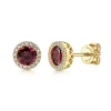 Hot Gabriel & Co. 14K Yellow Gold Garnet and Diamond Halo Stud Earrings