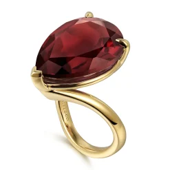 Discount Gabriel & Co. 14K Yellow Gold Garnet Pear Ladies Ring