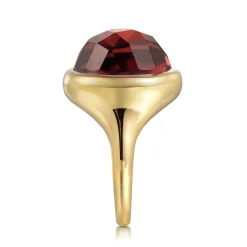 Online Gabriel & Co. 14K Yellow Gold Garnet Round Shape Ladies Ring With Flower Pattern J-Back