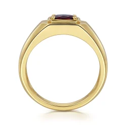 New Gabriel & Co. 14K Yellow Gold Garnet Signet Ring