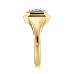 Discount Gabriel & Co. 14K Yellow Gold Geometric Baguette Diamond Signet Ring