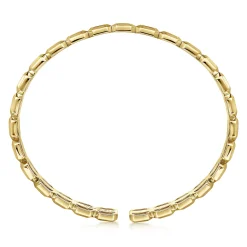 New Gabriel & Co. 14K Yellow Gold Geometric Open Cuff Bracelet with Black Spinel Stations