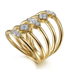 Gabriel & Co. 14K Yellow Gold Geometric Station Diamond Pave Statement Ring