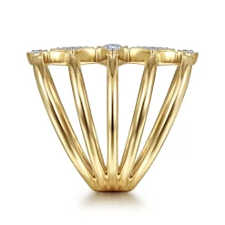 Gabriel & Co. 14K Yellow Gold Geometric Station Diamond Pave Statement Ring