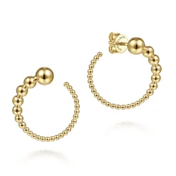 Best Gabriel & Co. 14K Yellow Gold Graduating Ball Post Hoop Earrings
