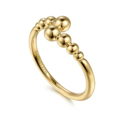 Gabriel & Co. 14K Yellow Gold Graduating Bujukan Beads Bypass Ring