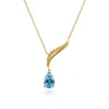 Discount Gabriel & Co. 14K Yellow Gold Graduating Bujukan Pear Blue Topaz Y Necklace