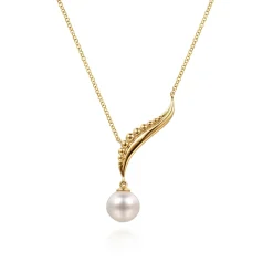 Clearance Gabriel & Co. 14K Yellow Gold Graduating Bujukan Pearl Y Necklace