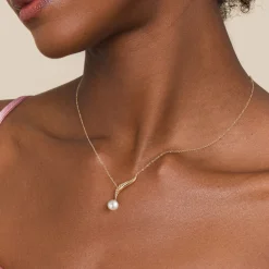 Clearance Gabriel & Co. 14K Yellow Gold Graduating Bujukan Pearl Y Necklace