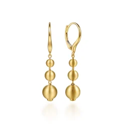 Clearance Gabriel & Co. 14K Yellow Gold Graduating Bujukan Beads Leverback Drop Earrings