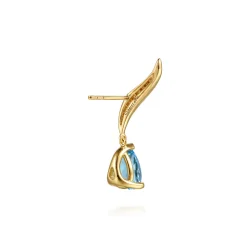 New Gabriel & Co. 14K Yellow Gold Graduating Bujukan Pear Blue Topaz Stud Earrings