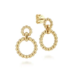 Gabriel & Co. 14K Yellow Gold Graduating Bujukan Ball Circle Drop Earrings
