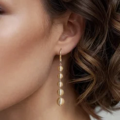 Sale Gabriel & Co. 14K Yellow Gold Graduating Bujukan Beads Leverback Drop Earrings