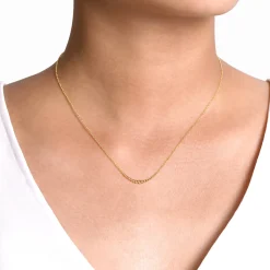 Best Gabriel & Co. 14K Yellow Gold Graduating Bujukan Beads Curved Bar Necklace