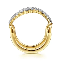 Best Gabriel & Co. 14K Yellow Gold Graduating Diamond Wave Smart Ring Enhancer