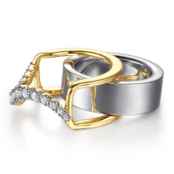 Best Gabriel & Co. 14K Yellow Gold Graduating Diamond Wave Smart Ring Enhancer