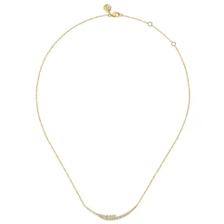 Sale Gabriel & Co. 14K Yellow Gold Graduating Diamond Curved Bar Necklace