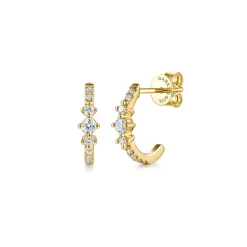 New Gabriel & Co. 14K Yellow Gold Graduating Diamond Huggie Earrings