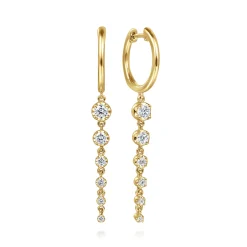 Hot Gabriel & Co. 14K Yellow Gold Graduating Diamond Huggie Drop Earrings