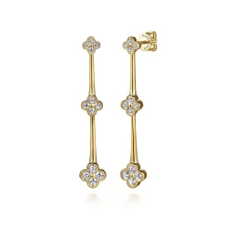 Outlet Gabriel & Co. 14K Yellow Gold Graduating Diamond Clover Stud Drop Earrings