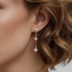 Outlet Gabriel & Co. 14K Yellow Gold Graduating Diamond Clover Stud Drop Earrings