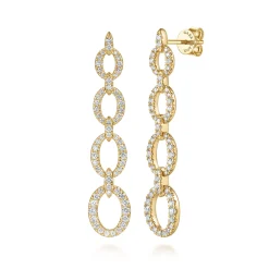 Outlet Gabriel & Co. 14K Yellow Gold Graduating Diamond Oval Link Stud Drop Earrings