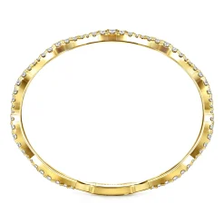 Clearance Gabriel & Co. 14K Yellow Gold Graduating Diamond Station Bangle