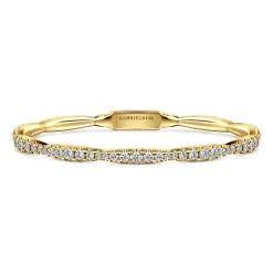Clearance Gabriel & Co. 14K Yellow Gold Graduating Diamond Station Bangle