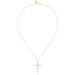 Clearance Gabriel & Co. 14K Yellow Gold Graduating Diamonds Cross Necklace