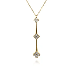 Discount Gabriel & Co. 14K Yellow Gold Graduating Diamond Clover Vertical Bar Necklace