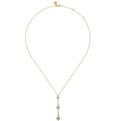 Discount Gabriel & Co. 14K Yellow Gold Graduating Diamond Clover Vertical Bar Necklace