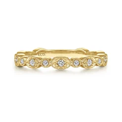 Best Gabriel & Co. 14K Yellow Gold Graduating Station Diamond Stackable Ring
