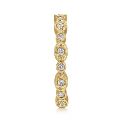 Best Gabriel & Co. 14K Yellow Gold Graduating Station Diamond Stackable Ring