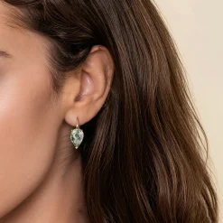 Outlet Gabriel & Co. 14K Yellow Gold Green Amethyst Flat Pear Earrings
