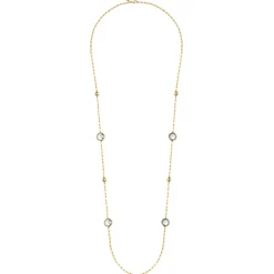 Sale Gabriel & Co. 14K Yellow Gold Green Amethyst Round Shape Necklace With Four Stations Beads and Bezel Setting