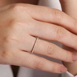 Hot Gabriel & Co. 14K Yellow Gold Hand Carved Stackable Diamond Ring