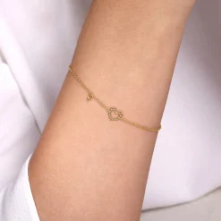 Online Gabriel & Co. 14K Yellow Gold Heart Bracelet with Diamond Bezel Charm