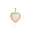 Best Gabriel & Co. 14K Yellow Gold Heart Pink Mother of Pearl Bujukan Medallion Pendant With Detachable Bail