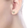 Gabriel & Co. 14K Yellow Gold Heart Shaped Pave Diamond Stud Earrings