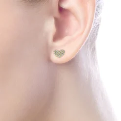 Gabriel & Co. 14K Yellow Gold Heart Shaped Pave Diamond Stud Earrings