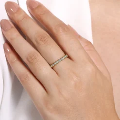 Hot Gabriel & Co. 14K Yellow Gold Hexagonal Station Stackable Diamond Ring