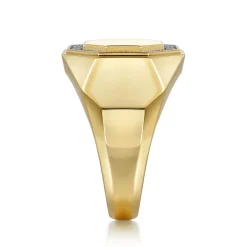Outlet Gabriel & Co. 14K Yellow Gold Hexagon Diamond Ring in High Polish Finish