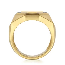 Outlet Gabriel & Co. 14K Yellow Gold Hexagon Diamond Ring in High Polish Finish