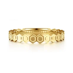New Gabriel & Co. 14K Yellow Gold Hexagon Station Stackable Ring