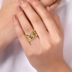 Discount Gabriel & Co. 14K Yellow Gold High Polished Criss Cross Ring