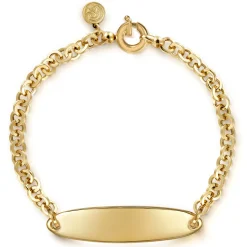 Best Gabriel & Co. 14K Yellow Gold Hollow Link Chain Bracelet with Engravable ID