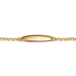 Best Gabriel & Co. 14K Yellow Gold Hollow Link Chain Bracelet with Engravable ID